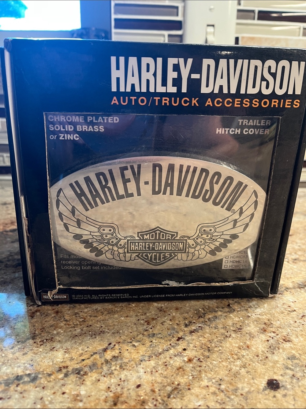 Harley-Davidson Silver and Black Winged Logo Trailer Hitch Cover